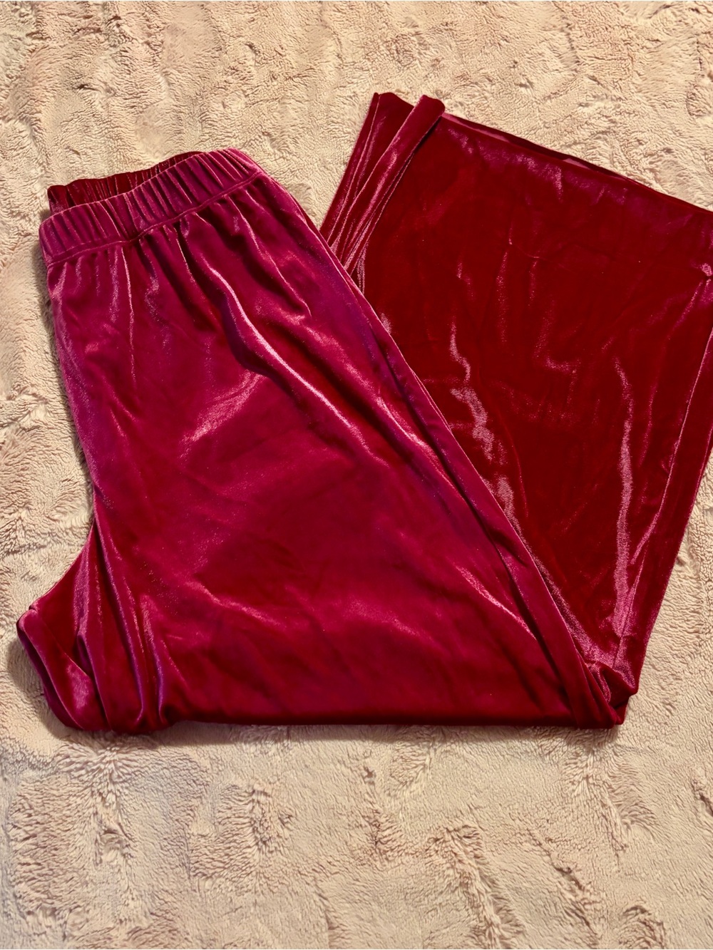 Zenana XL Berry Velvet Wide Leg Pants Stretch Pull On Palazzo Lounge Holiday - Picture 2 of 9